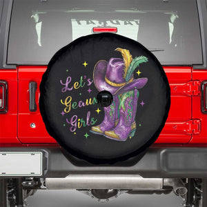 Funny Mardi Gras Cowgirl Spare Tire Cover Let's Geaux Girls Western Cowgirl Boots Carnival TS11 Black Print Your Wear