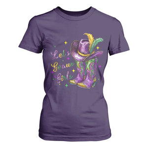 Funny Mardi Gras Cowgirl T Shirt For Women Let's Geaux Girls Western Cowgirl Boots Carnival TS11 Purple Print Your Wear