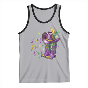 Funny Mardi Gras Cowgirl Tank Top Let's Geaux Girls Western Cowgirl Boots Carnival TS11 Athletic Heather Black Print Your Wear