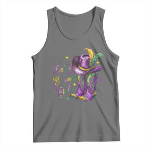 Funny Mardi Gras Cowgirl Tank Top Let's Geaux Girls Western Cowgirl Boots Carnival TS11 Black Heather Print Your Wear