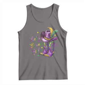 Funny Mardi Gras Cowgirl Tank Top Let's Geaux Girls Western Cowgirl Boots Carnival TS11 Deep Heather Print Your Wear