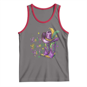 Funny Mardi Gras Cowgirl Tank Top Let's Geaux Girls Western Cowgirl Boots Carnival TS11 Deep Heather Red Print Your Wear