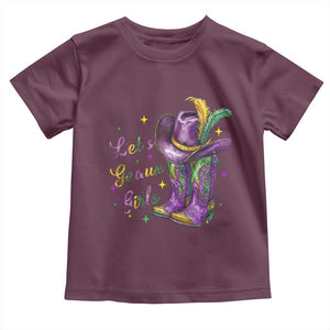 Funny Mardi Gras Cowgirl Toddler T Shirt Let's Geaux Girls Western Cowgirl Boots Carnival TS11 Maroon Print Your Wear