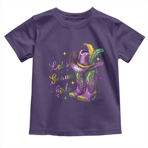 Funny Mardi Gras Cowgirl Toddler T Shirt Let's Geaux Girls Western Cowgirl Boots Carnival TS11 Purple Print Your Wear