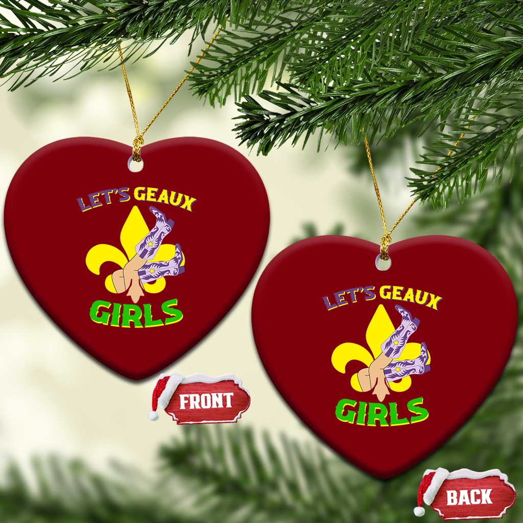 Funny Mardi Gras Cowgirl Ceramic Ornament Let's Geaux Girls Fleur De Lys TS11 Print Your Wear