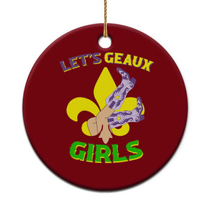 Funny Mardi Gras Cowgirl Ceramic Ornament Let's Geaux Girls Fleur De Lys TS11 1pc Red Print Your Wear