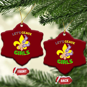Funny Mardi Gras Cowgirl Ceramic Ornament Let's Geaux Girls Fleur De Lys TS11 Print Your Wear