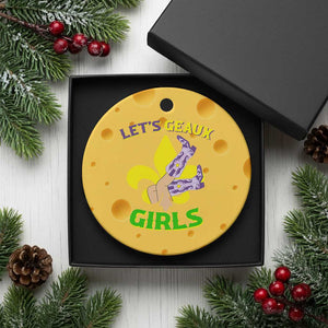 Funny Mardi Gras Cowgirl Ceramic Ornament Let's Geaux Girls Fleur De Lys TS11 1pc Yellow Cheese Print Your Wear