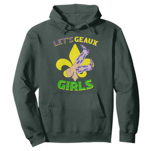 Funny Mardi Gras Cowgirl Hoodie Let's Geaux Girls Fleur De Lys TS11 Dark Forest Green Print Your Wear