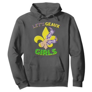 Funny Mardi Gras Cowgirl Hoodie Let's Geaux Girls Fleur De Lys TS11 Dark Heather Print Your Wear