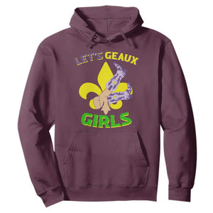 Funny Mardi Gras Cowgirl Hoodie Let's Geaux Girls Fleur De Lys TS11 Maroon Print Your Wear