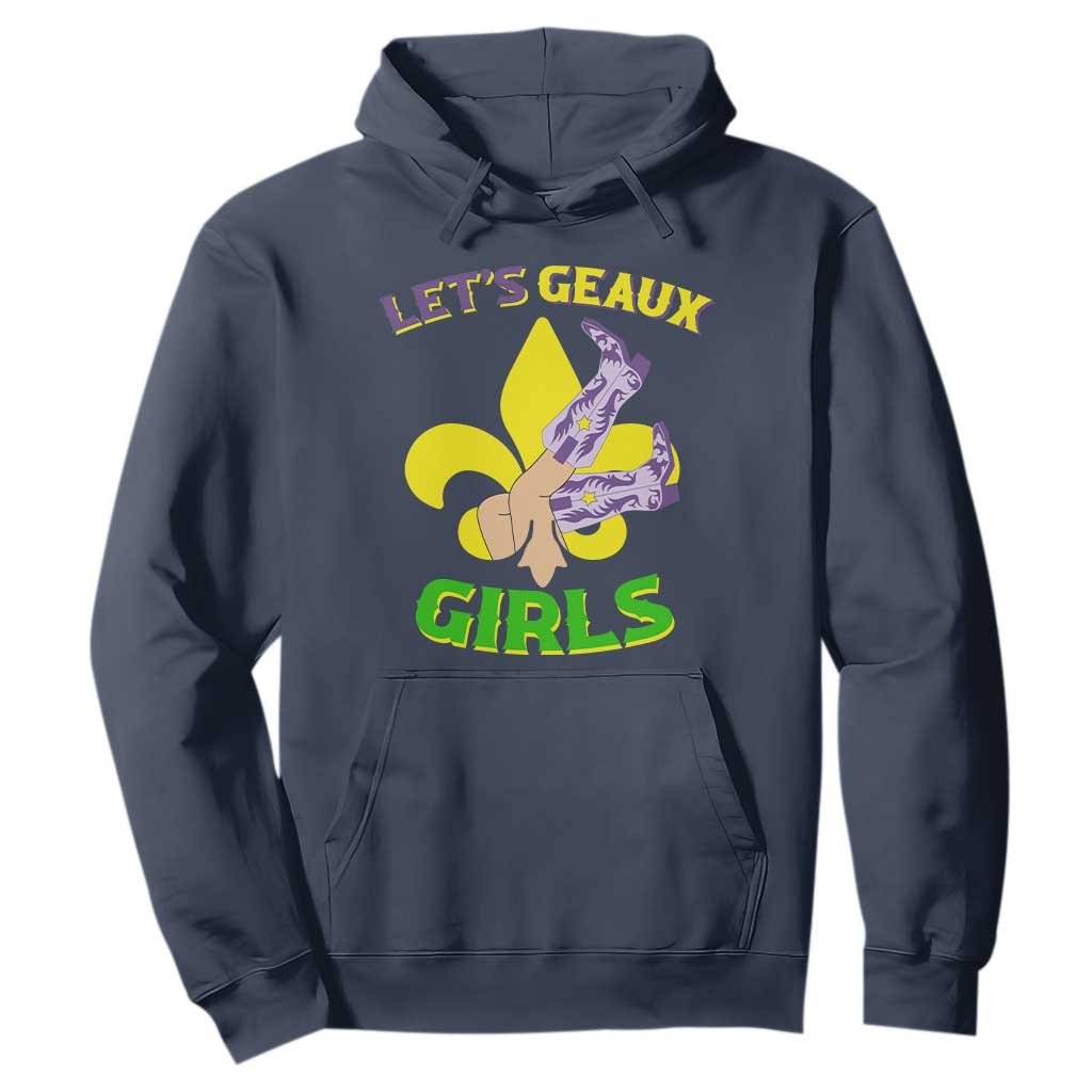 Funny Mardi Gras Cowgirl Hoodie Let's Geaux Girls Fleur De Lys TS11 Navy Print Your Wear