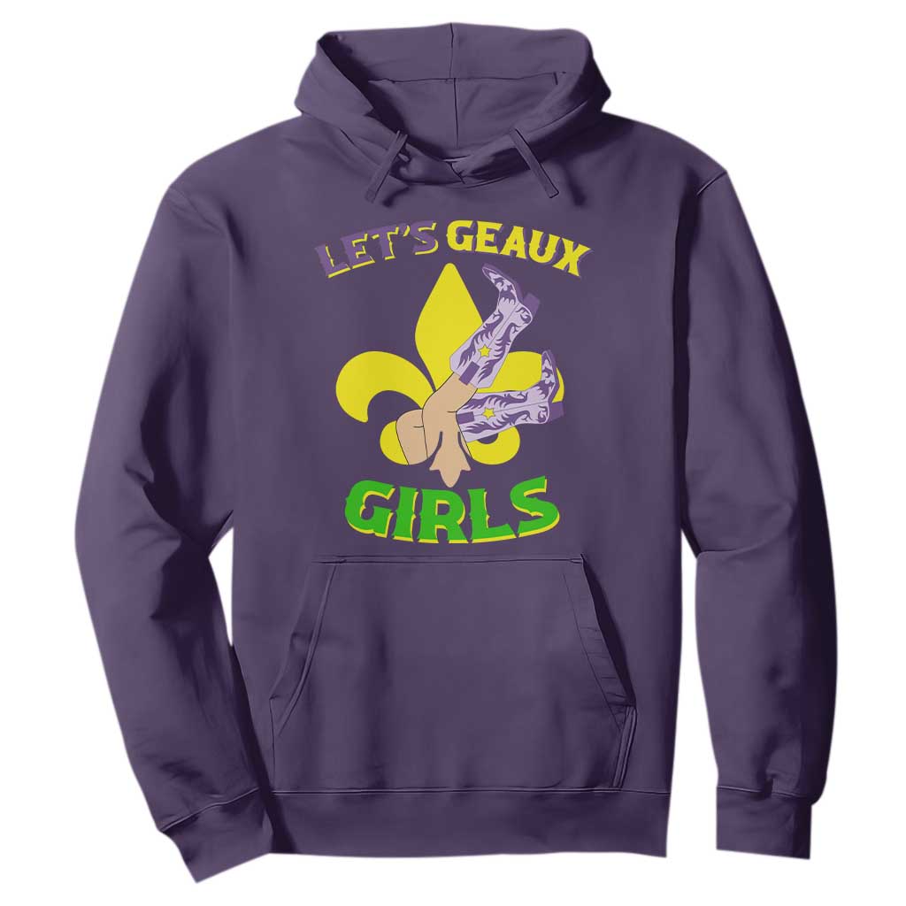 Funny Mardi Gras Cowgirl Hoodie Let's Geaux Girls Fleur De Lys TS11 Purple Print Your Wear