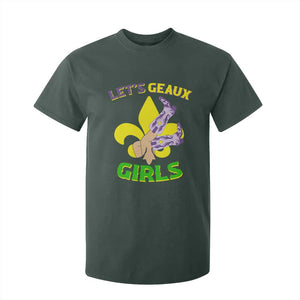 Funny Mardi Gras Cowgirl T Shirt For Kid Let's Geaux Girls Fleur De Lys TS11 Dark Forest Green Print Your Wear