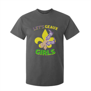 Funny Mardi Gras Cowgirl T Shirt For Kid Let's Geaux Girls Fleur De Lys TS11 Dark Heather Print Your Wear