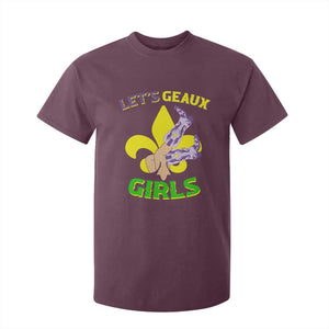 Funny Mardi Gras Cowgirl T Shirt For Kid Let's Geaux Girls Fleur De Lys TS11 Maroon Print Your Wear