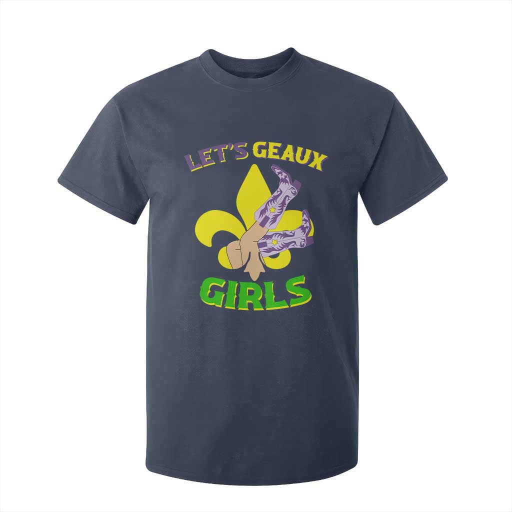 Funny Mardi Gras Cowgirl T Shirt For Kid Let's Geaux Girls Fleur De Lys TS11 Navy Print Your Wear
