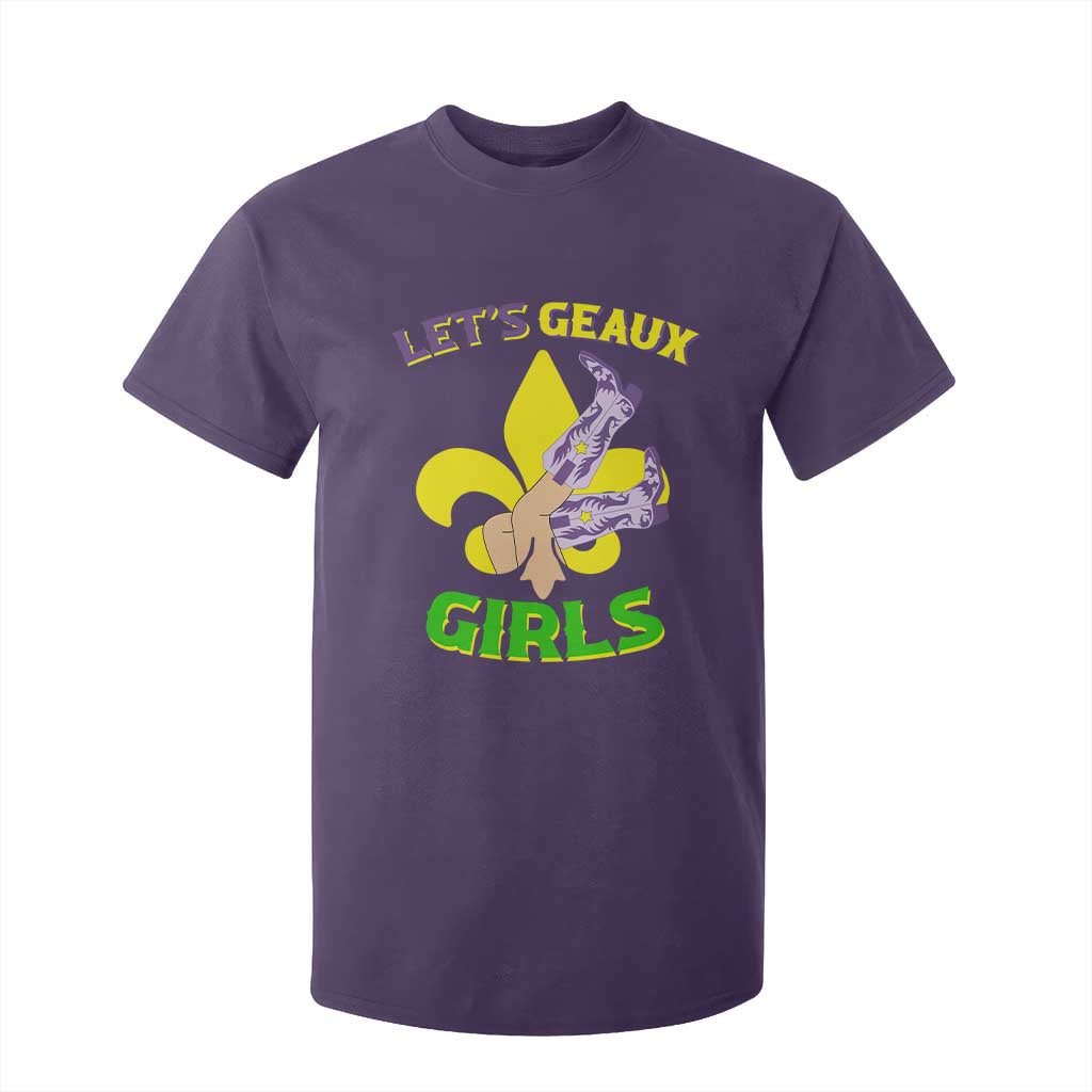 Funny Mardi Gras Cowgirl T Shirt For Kid Let's Geaux Girls Fleur De Lys TS11 Purple Print Your Wear
