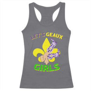 Funny Mardi Gras Cowgirl Racerback Tank Top Let's Geaux Girls Fleur De Lys TS11 Charcoal Print Your Wear