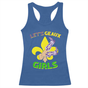 Funny Mardi Gras Cowgirl Racerback Tank Top Let's Geaux Girls Fleur De Lys TS11 Royal Blue Print Your Wear