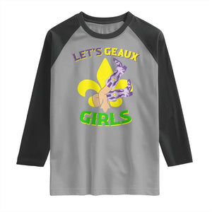 Funny Mardi Gras Cowgirl Raglan Shirt Let's Geaux Girls Fleur De Lys TS11 Sport Gray Black Print Your Wear
