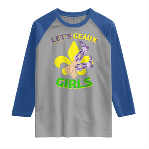 Funny Mardi Gras Cowgirl Raglan Shirt Let's Geaux Girls Fleur De Lys TS11 Sport Gray Royal Print Your Wear