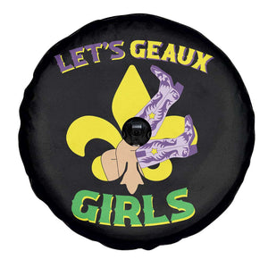 Funny Mardi Gras Cowgirl Spare Tire Cover Let's Geaux Girls Fleur De Lys TS11 Print Your Wear