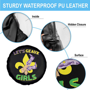 Funny Mardi Gras Cowgirl Spare Tire Cover Let's Geaux Girls Fleur De Lys TS11 Print Your Wear