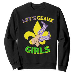 Funny Mardi Gras Cowgirl Sweatshirt Let's Geaux Girls Fleur De Lys TS11 Black Print Your Wear