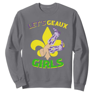 Funny Mardi Gras Cowgirl Sweatshirt Let's Geaux Girls Fleur De Lys TS11 Charcoal Print Your Wear