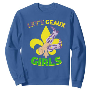 Funny Mardi Gras Cowgirl Sweatshirt Let's Geaux Girls Fleur De Lys TS11 Royal Blue Print Your Wear