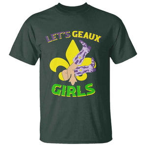 Funny Mardi Gras Cowgirl T Shirt Let's Geaux Girls Fleur De Lys TS11 Dark Forest Green Print Your Wear