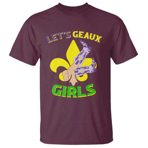 Funny Mardi Gras Cowgirl T Shirt Let's Geaux Girls Fleur De Lys TS11 Maroon Print Your Wear