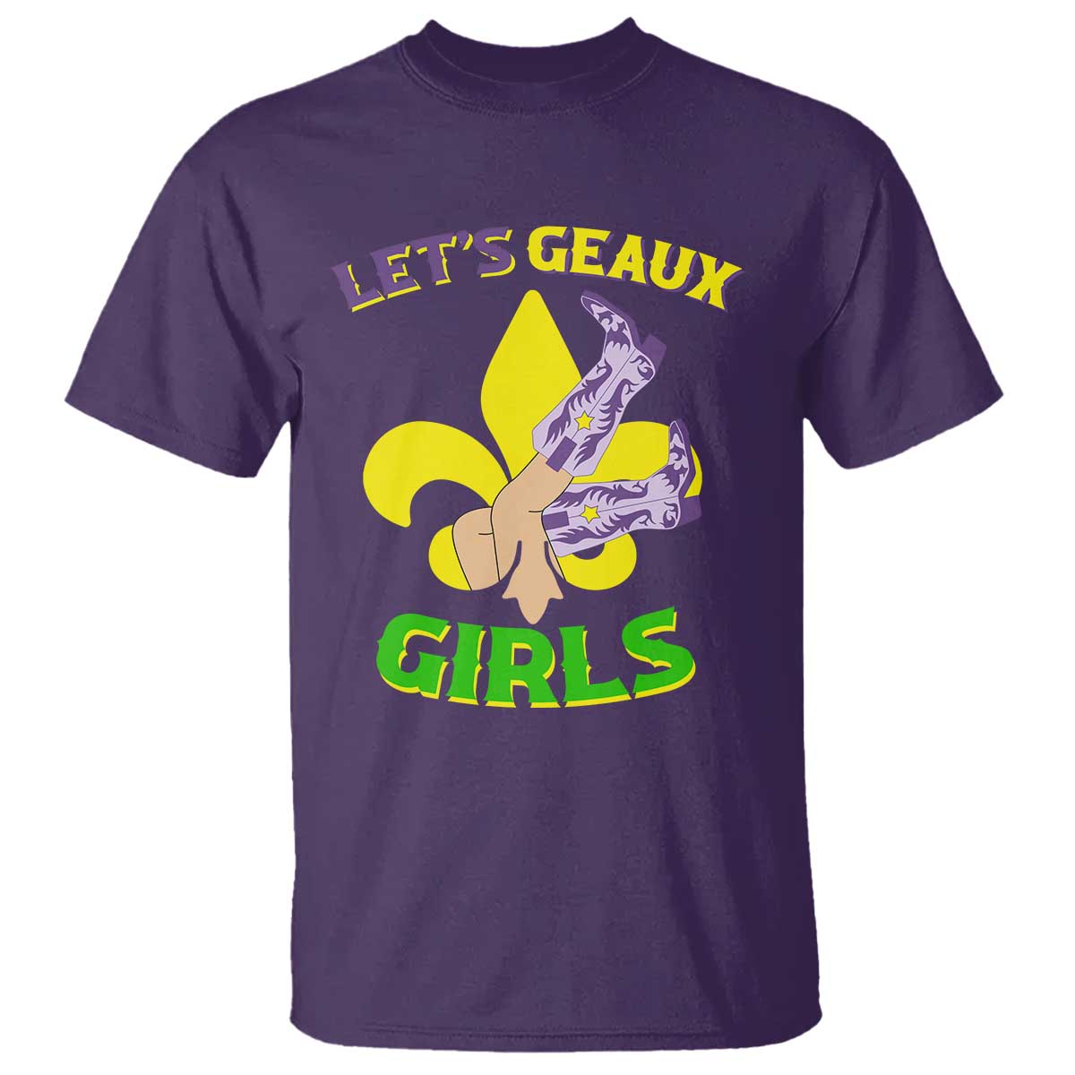Funny Mardi Gras Cowgirl T Shirt Let's Geaux Girls Fleur De Lys TS11 Purple Print Your Wear