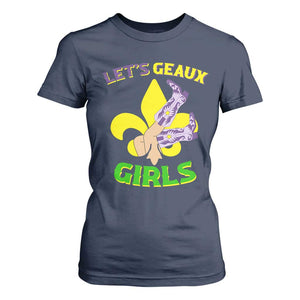 Funny Mardi Gras Cowgirl T Shirt For Women Let's Geaux Girls Fleur De Lys TS11 Navy Print Your Wear