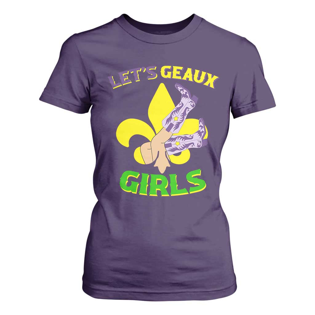 Funny Mardi Gras Cowgirl T Shirt For Women Let's Geaux Girls Fleur De Lys TS11 Purple Print Your Wear