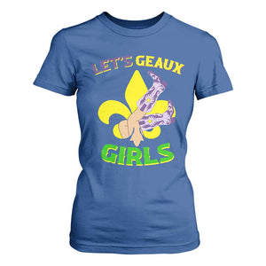 Funny Mardi Gras Cowgirl T Shirt For Women Let's Geaux Girls Fleur De Lys TS11 Royal Blue Print Your Wear