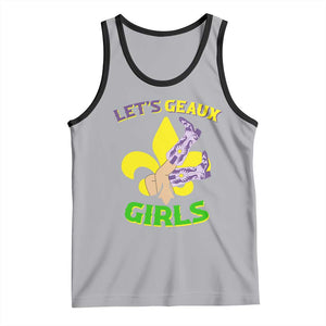 Funny Mardi Gras Cowgirl Tank Top Let's Geaux Girls Fleur De Lys TS11 Athletic Heather Black Print Your Wear
