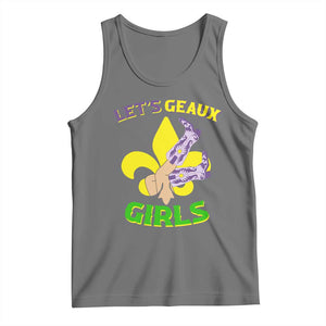 Funny Mardi Gras Cowgirl Tank Top Let's Geaux Girls Fleur De Lys TS11 Black Heather Print Your Wear