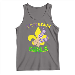 Funny Mardi Gras Cowgirl Tank Top Let's Geaux Girls Fleur De Lys TS11 Deep Heather Print Your Wear
