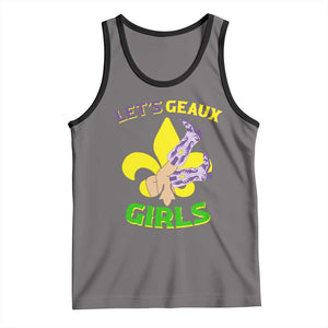 Funny Mardi Gras Cowgirl Tank Top Let's Geaux Girls Fleur De Lys TS11 Deep Heather Black Print Your Wear