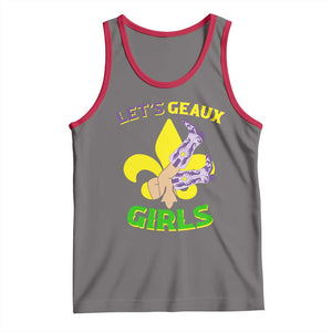 Funny Mardi Gras Cowgirl Tank Top Let's Geaux Girls Fleur De Lys TS11 Deep Heather Red Print Your Wear