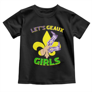 Funny Mardi Gras Cowgirl Toddler T Shirt Let's Geaux Girls Fleur De Lys TS11 Black Print Your Wear