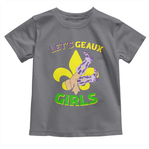 Funny Mardi Gras Cowgirl Toddler T Shirt Let's Geaux Girls Fleur De Lys TS11 Charcoal Print Your Wear