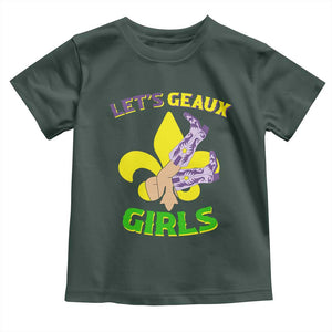 Funny Mardi Gras Cowgirl Toddler T Shirt Let's Geaux Girls Fleur De Lys TS11 Dark Forest Green Print Your Wear