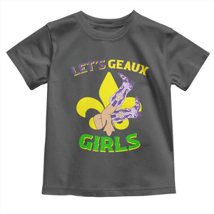 Funny Mardi Gras Cowgirl Toddler T Shirt Let's Geaux Girls Fleur De Lys TS11 Dark Heather Print Your Wear