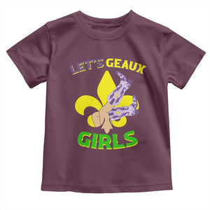 Funny Mardi Gras Cowgirl Toddler T Shirt Let's Geaux Girls Fleur De Lys TS11 Maroon Print Your Wear