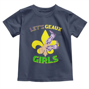Funny Mardi Gras Cowgirl Toddler T Shirt Let's Geaux Girls Fleur De Lys TS11 Navy Print Your Wear