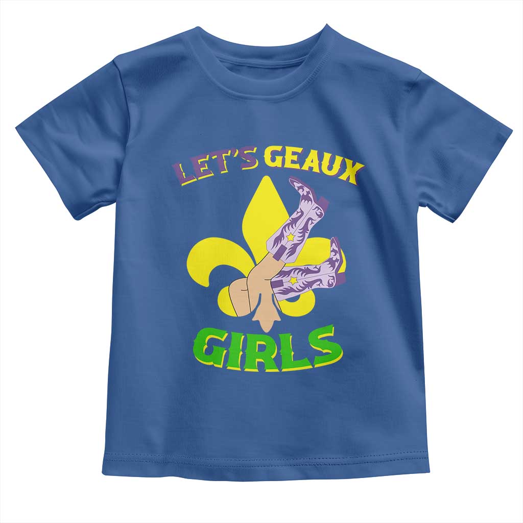 Funny Mardi Gras Cowgirl Toddler T Shirt Let's Geaux Girls Fleur De Lys TS11 Royal Blue Print Your Wear
