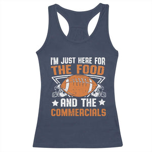 Funny American Football I'm Just Here For The Food And The Commercials Racerback Tank Top Football Helmet TS11 Navy Print Your Wear